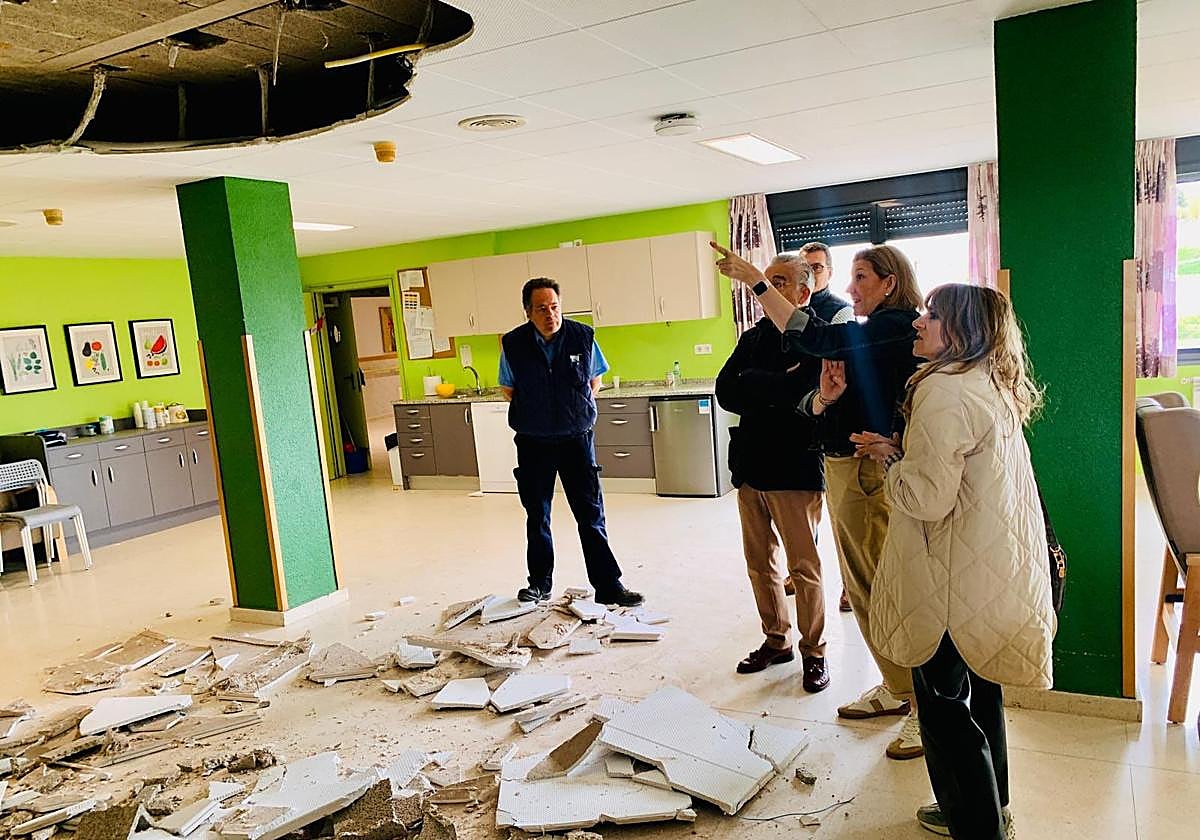 Techo dañado de la residencia Cortes de Burgos.