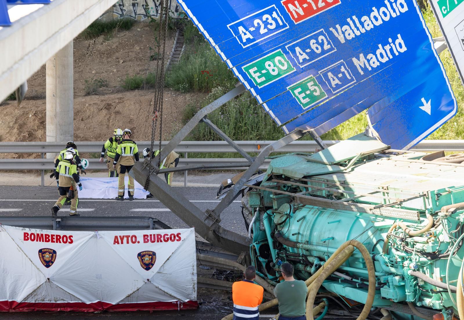 Imágenes del accidente mortal en la circunvalación de Burgos