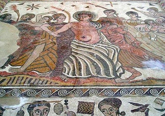 Mosaico romano en la villa de Santa Cruz.