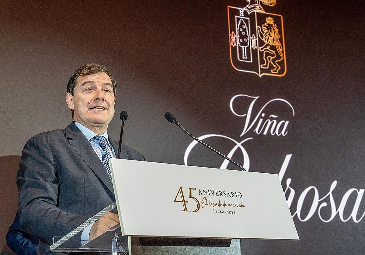 Intervención del presidente de la Junta de Castilla y León, Alfonso Fernández Mañueco, en el aniversario de 'Viña Pedrosa'.