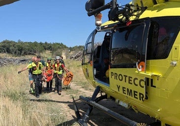 Rescatan a un ciclista accidentado en Santo Domingo de Silos