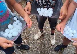 Granizos caídos en la provincia de Burgos durante el viernes por la tarde.