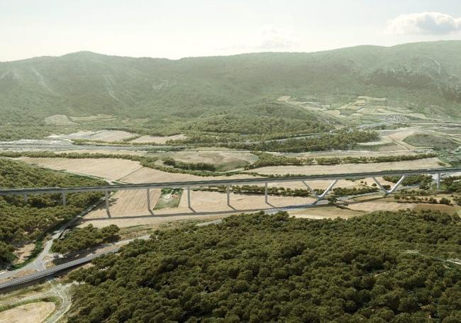 Recreación de uno de los viaductos del tramo.