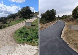 Antes y después de las obras de asfaltado.