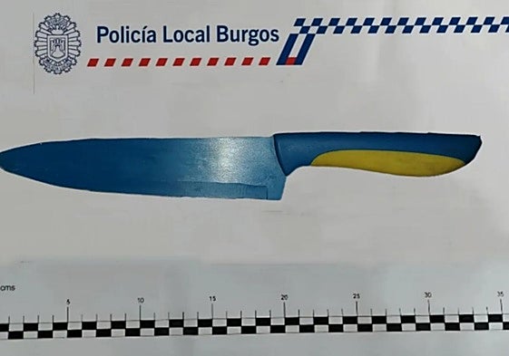 Cuchillo con el que la detenida agredió a su pareja.