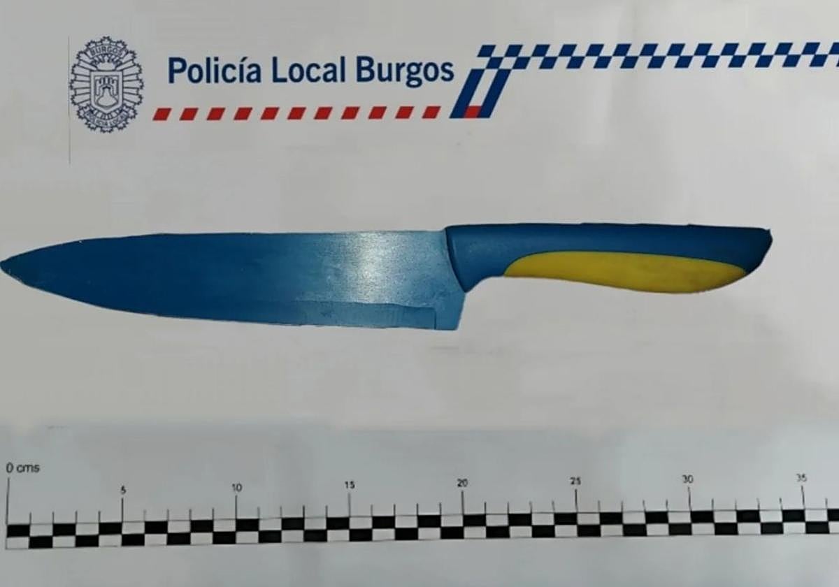 Cuchillo con el que la detenida agredió a su pareja.