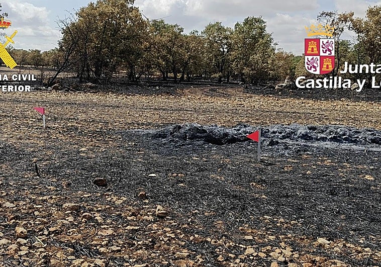 Zona incendiada en Marmellar de Arriba, en Burgos.