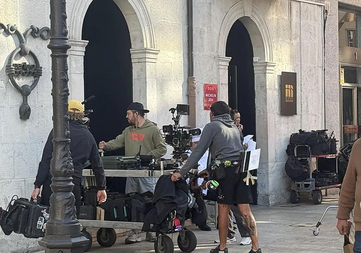 Imagen del rodaje efectuado el lunes en el Cobo Estratos.