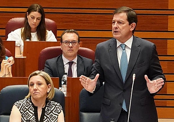 Alfonso Fernández Mañueco, presidente de la Junta de Castilla y León en una imagen en las Cortres.