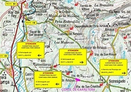 Cortan una carretera en Burgos para obras de mejora en travesías