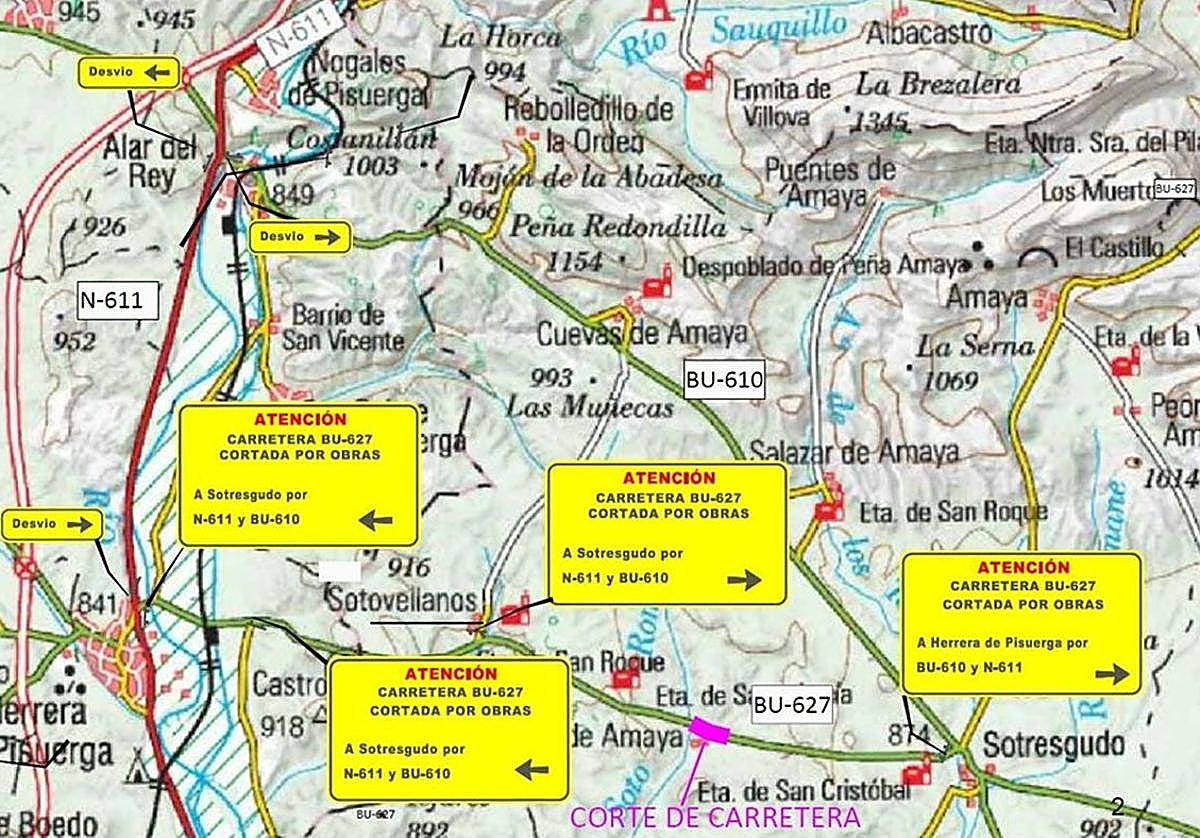 Cortan una carretera en Burgos para obras de mejora en travesías