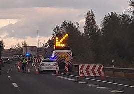 Lugar del accidente en la AP-1 en Burgos, donde se están produciendo retenciones kilométricas.
