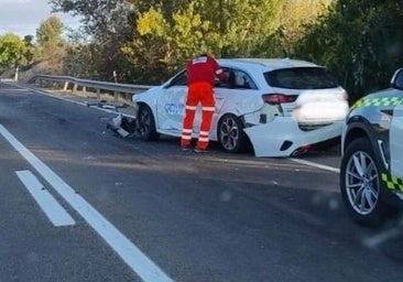Herido un joven en un aparatoso accidente en la N-122 en Burgos