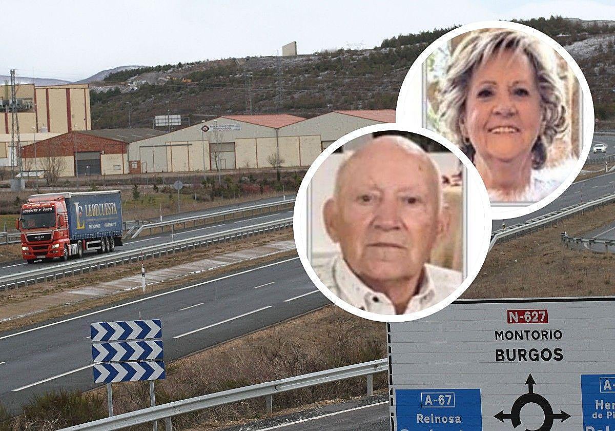 Entrada a Aguilar de Campoo, en Palencia. En detalle imagen que acompaña la esquela del matrimonio de Aguilar fallecido en Montorio.