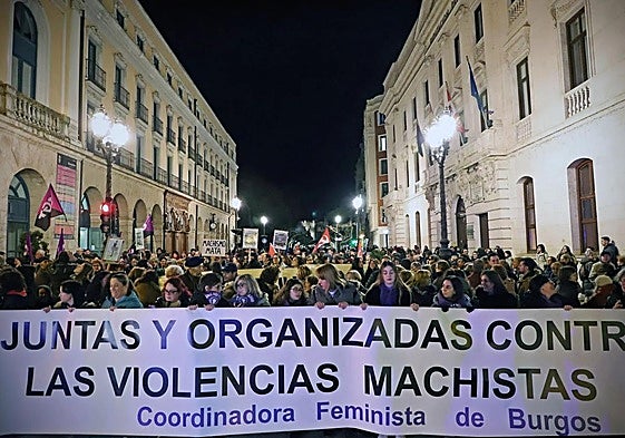Imagen de la manifestación del 8 de marzo de 2024 en la calles de Burgos capital.