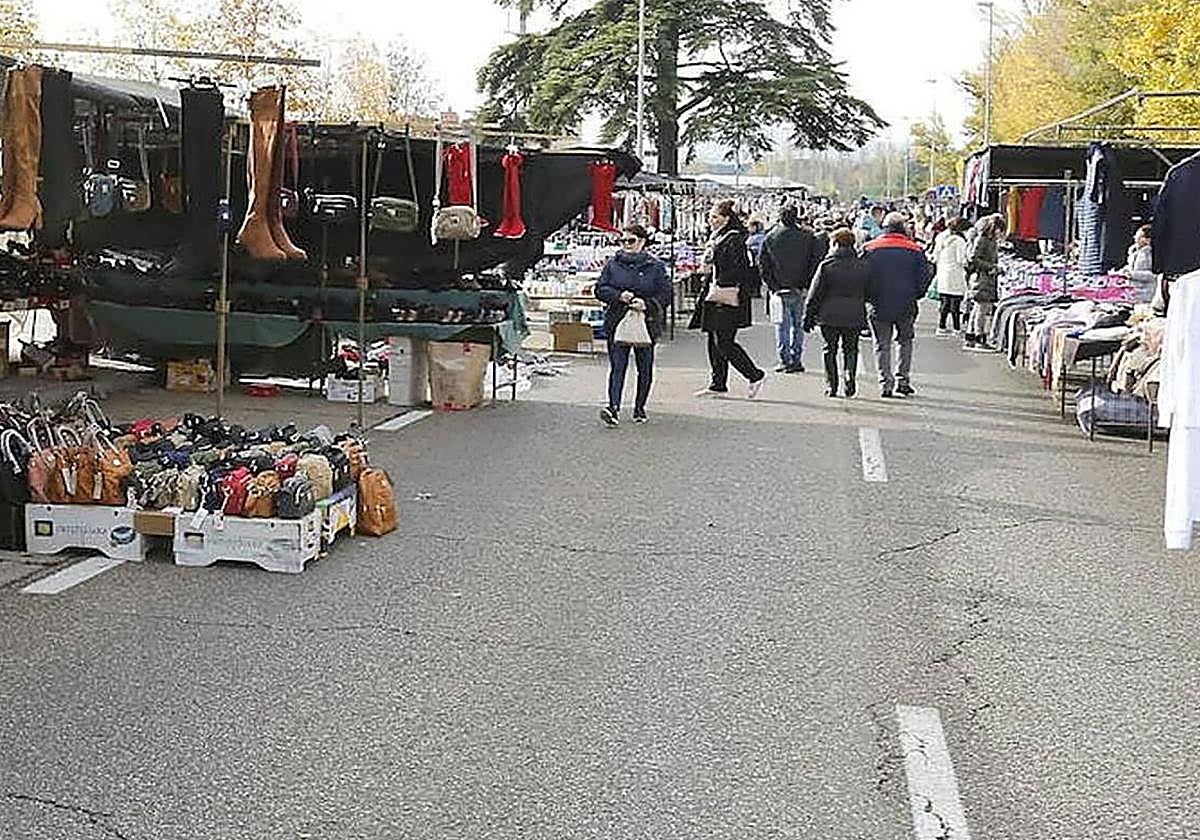 Mercado ambulante instalado en una calle de Burgos.