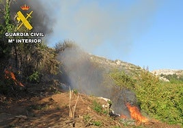 Imagen del incendio originado por los rescoldos de la barbacoa en Alfoz de Bricia.