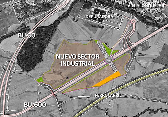 Plano descriptivo del futuro sector industrial.
