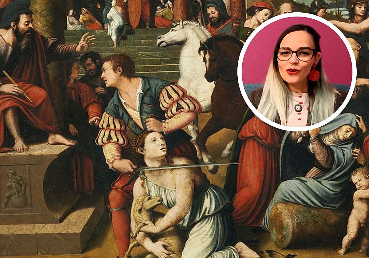 Representación de Santa Inés siendo decapitada.