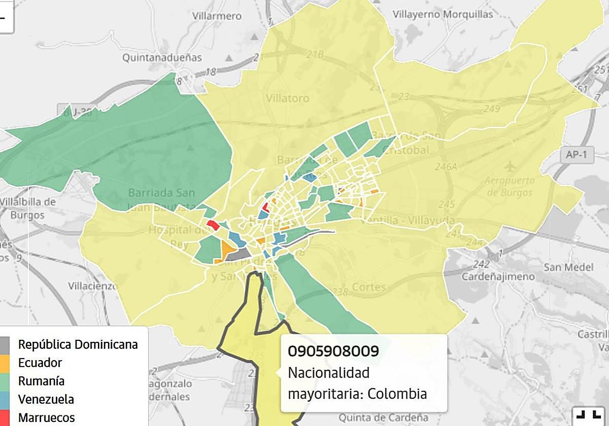 Plaza de Vega y Vadillos, las zonas con mayor presencia de extranjeros en Burgos capital