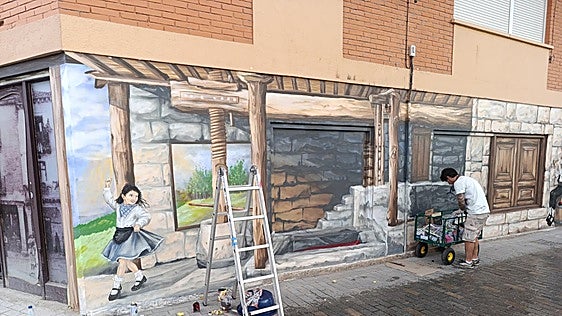 La peña de Aranda que estrena un mural con guiños a las tradiciones y a la cultura del vino