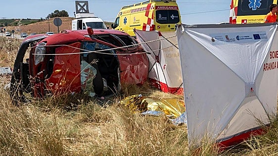 Un muerto y tres heridos en un grave accidente en la N-122, en Burgos