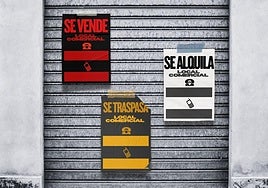 Imagen creada con carteles de venta, alquiler o transpaso