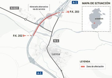 Afecciones al tráfico en la A-1 a su paso por Burgos hasta diciembre por las obras de rehabilitación de un paso superior