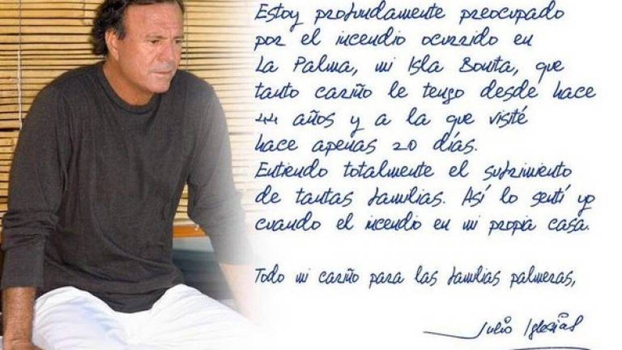 Julio Iglesias envía un mensaje de preocupación y cariño a La Palma