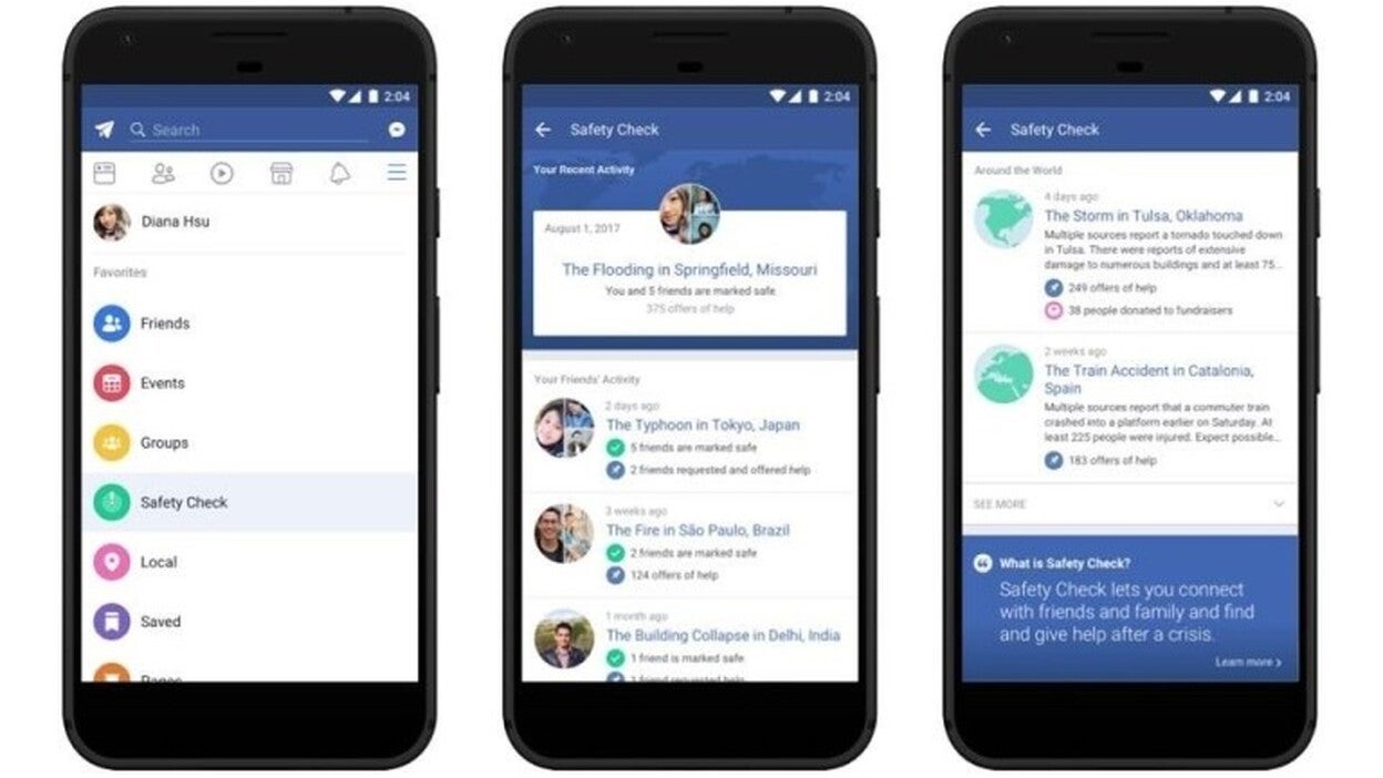 Facebook estrena una pestaña permanente de 'Safety Check'