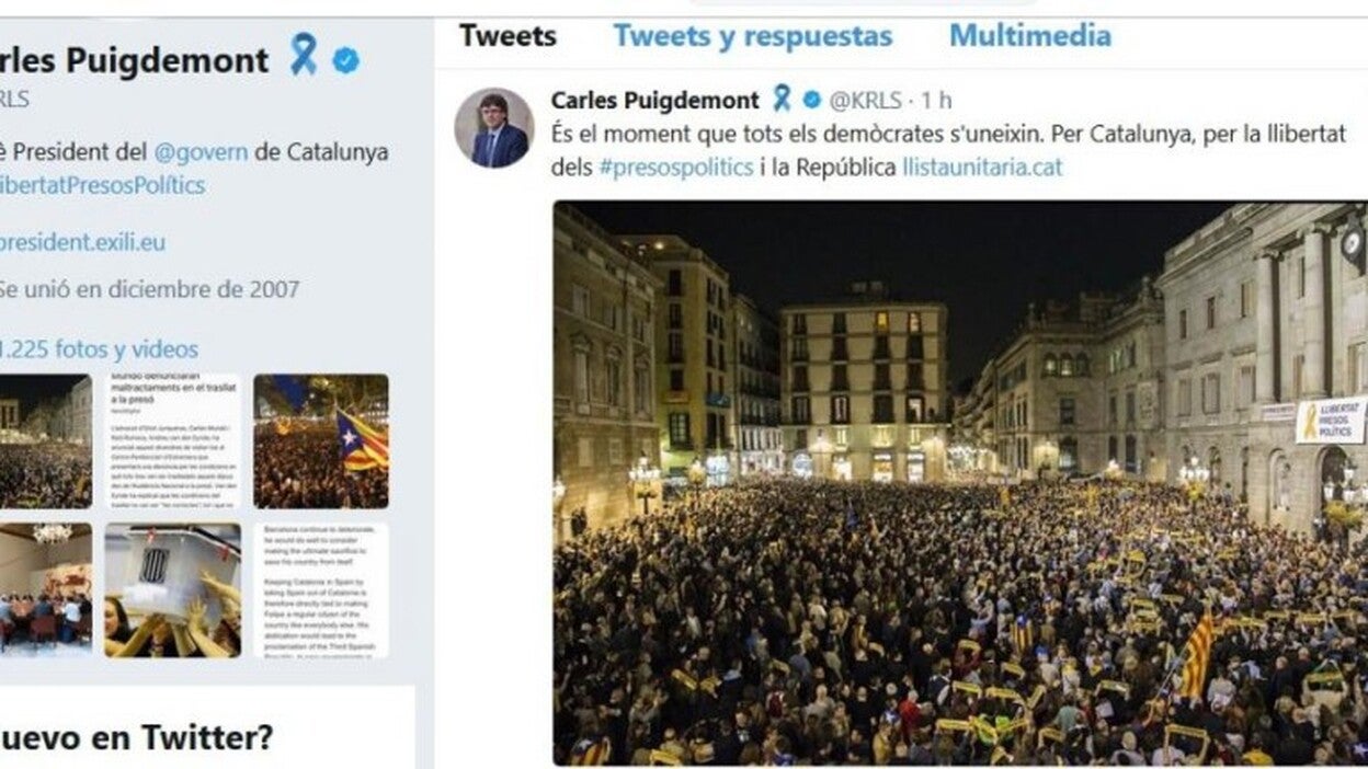 Puigdemont llama a una lista por la libertad de presos y la república