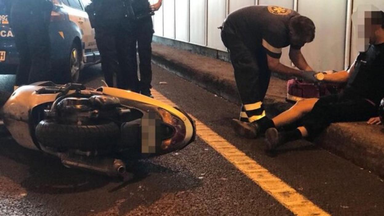 Herido un motorista en el túnel de bajada de la GC-23