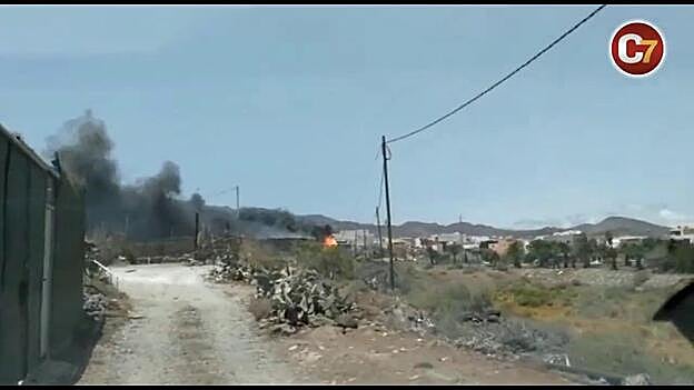 Incendio en una granja de Agüimes