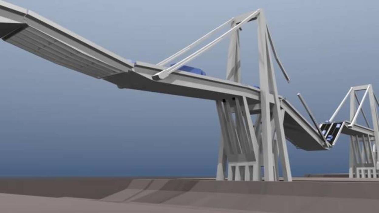 La impactante recreación del derrumbe del puente de Génova