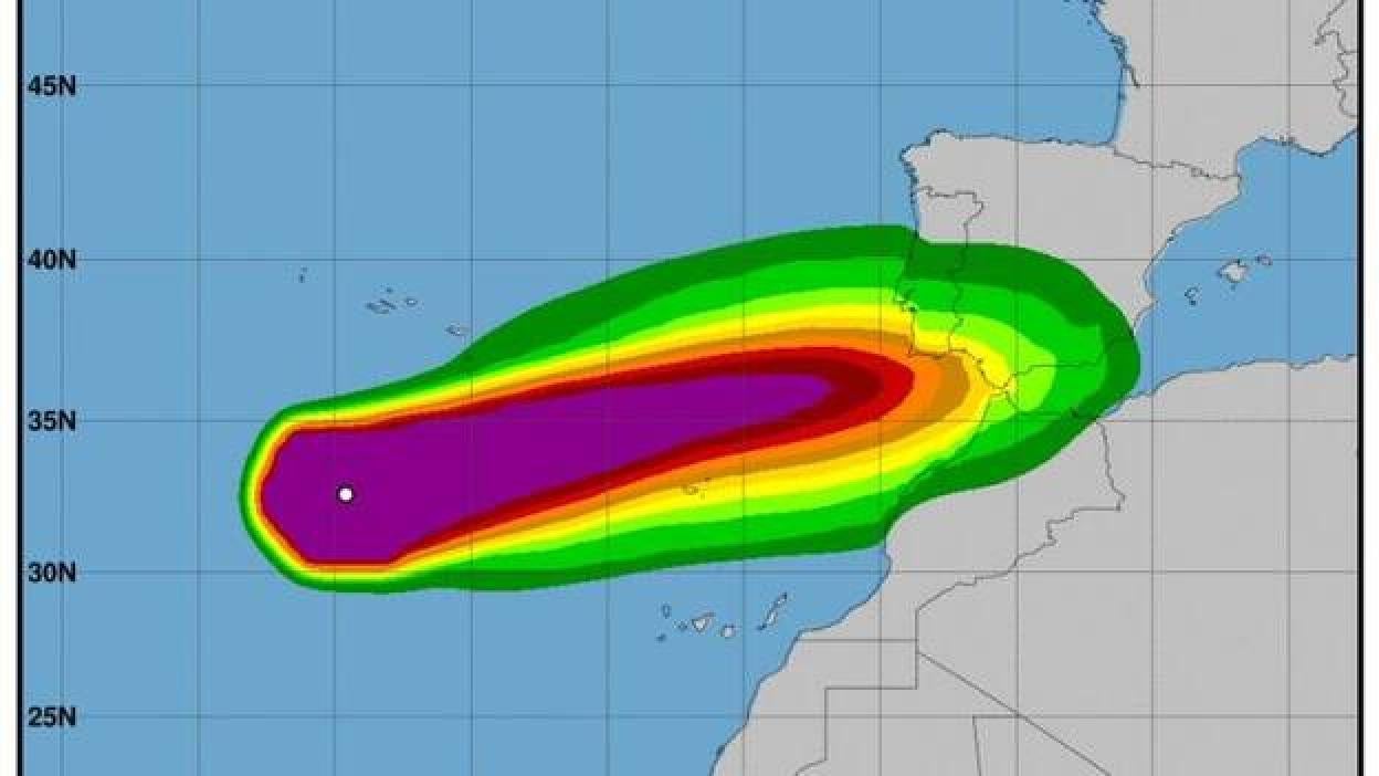 Leslie vira hacia Cádiz ya debilitado