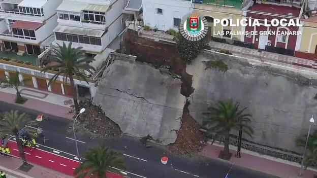 El derrumbe del Paseo de Chil, a vista de dron