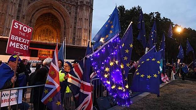 Protesta contra el  brexit  en Londres este lunes. / Efe