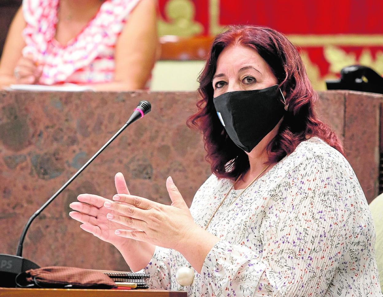 Manuela Armas, consejera canaria de Educación, durante su comparecencia parlamentaria. 