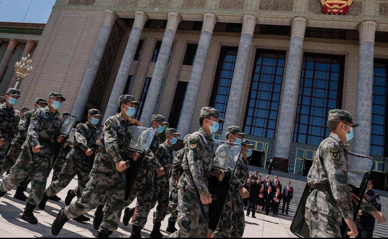 Soldados chinos en Pekín. 