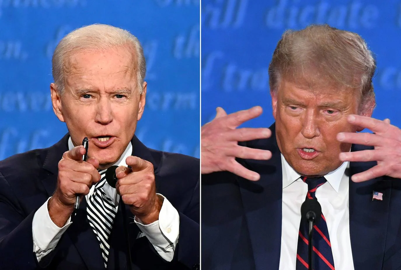 Los dos candidatos, Joe Biden y Donald Trumpo, durante el primer debate.