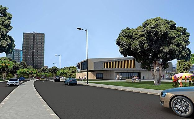 Diseño de la nueva avenida de Escaleritas a su paso por el pabellón deportivo. 