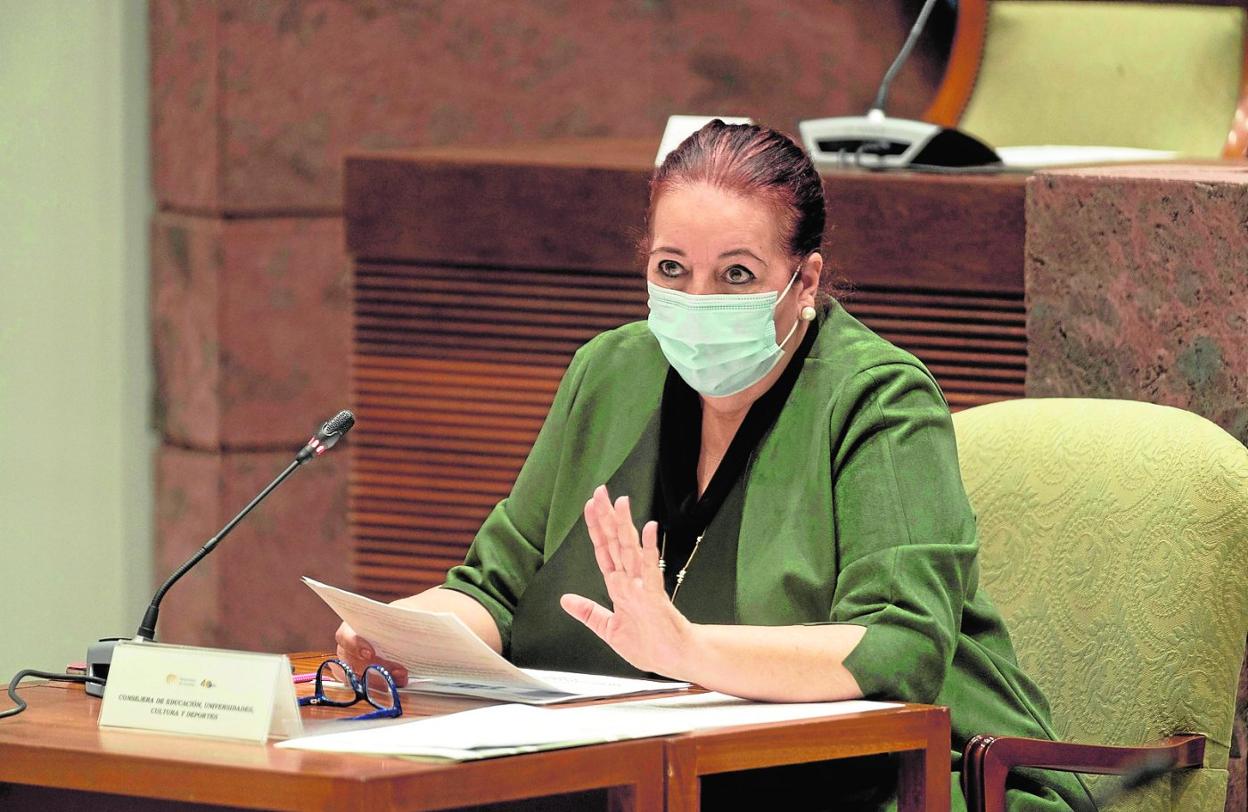 La consejera canaria de Educación, Manuela Armas, ayer durante su comparecencia parlamentaria. 