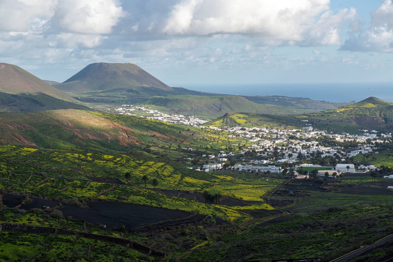 Fotos: El paso de Filomena tiñe de verde el paisaje volcánico de Lanzarote