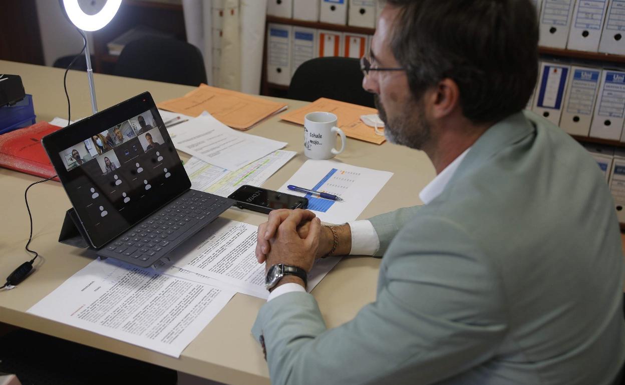 Pedro San Ginés, en la rueda de prensa telemática de CC de ayer. 