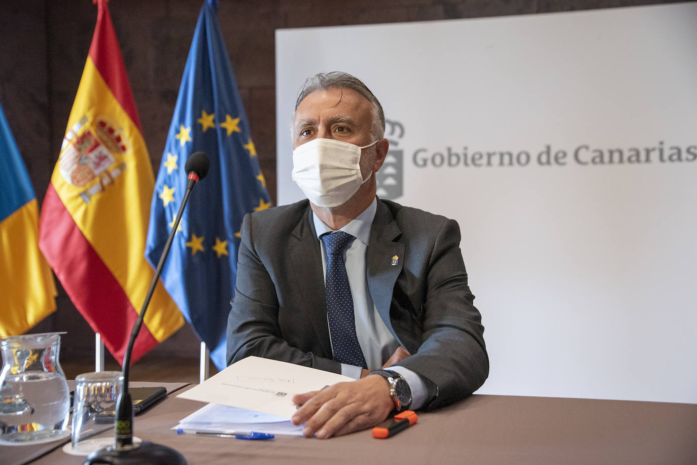 El presidente del Gobierno Ángel Víctor Torres en la reunión de hoy del Plan Reactiva. 