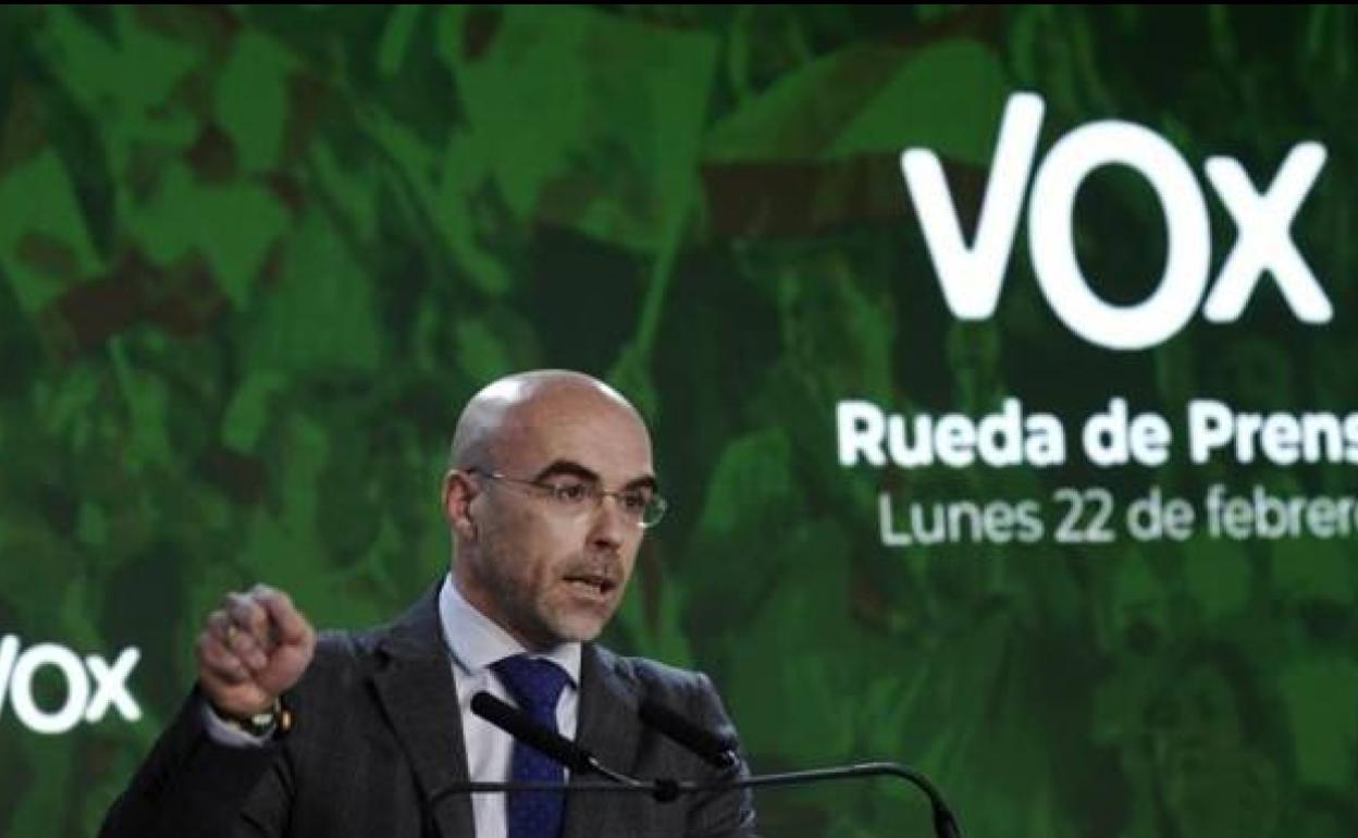 El portavoz de Vox, Jorge Buxadé, en una imagen de archivo. 