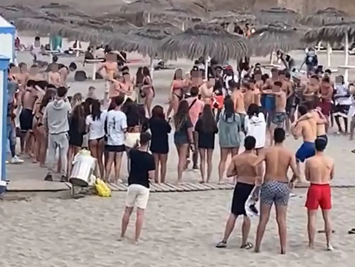 Imagen de la pelea en una playa de Adeje. 