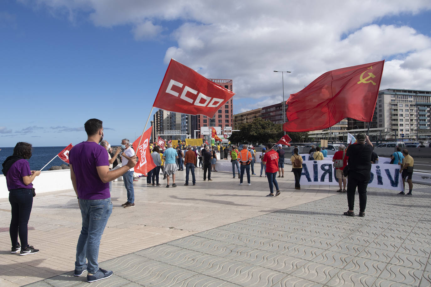 Fotos: Protesta laboral en plana Avenida Marítima