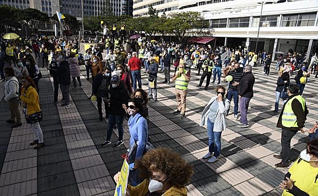 Una de las últimas protestas de los interinos frente a la sede de Presidencia. 