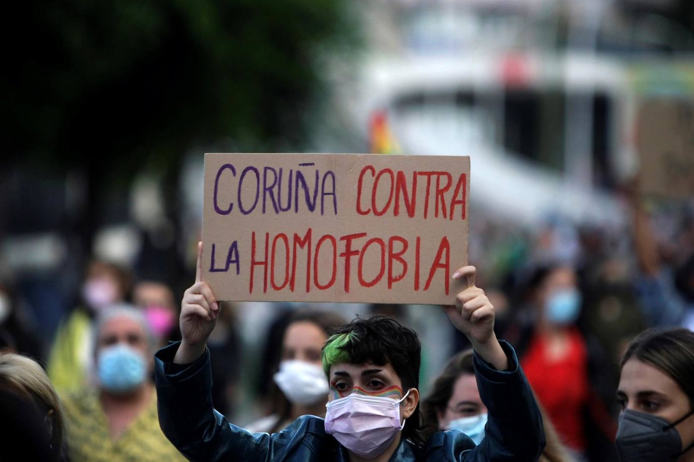 Imagen de la concentración que ha tenido lugar esta tarde en A Coruña. 